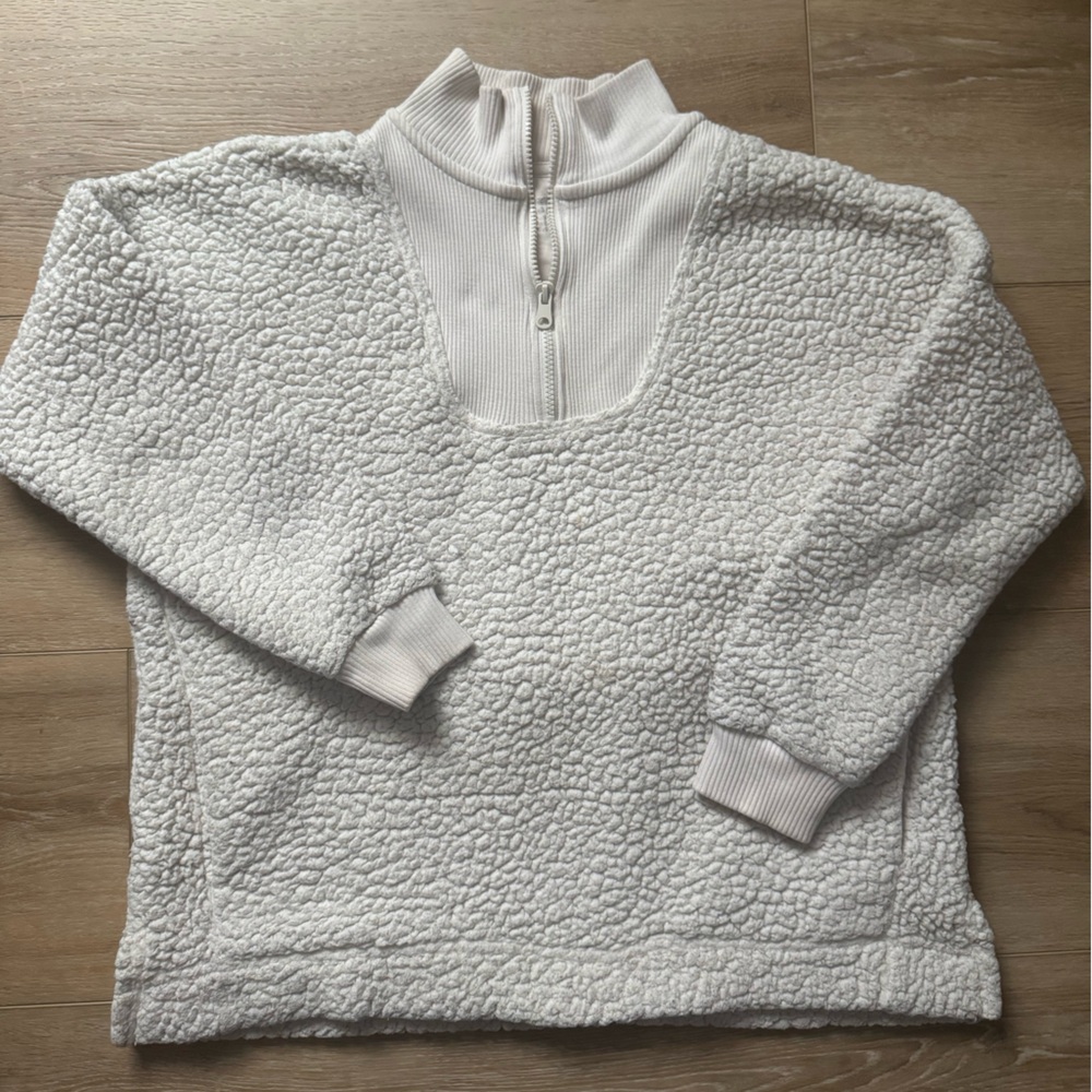 Aerie White Quarter Zip Up
